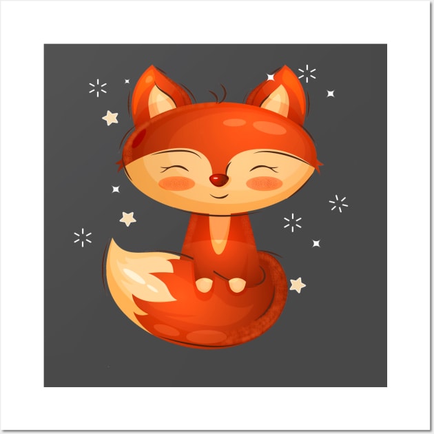 Cute Fox Animals Wall Art by JeffDesign